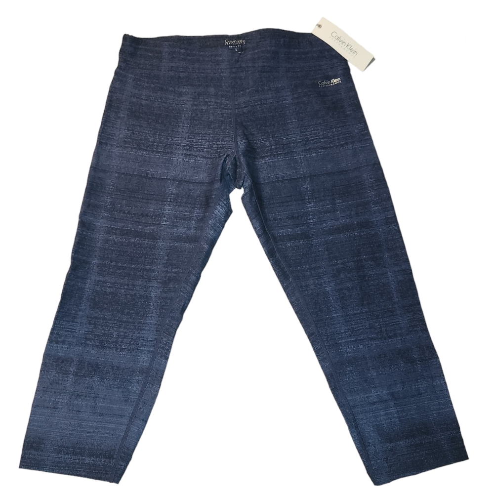 Calvin Klein Leggings Performance Quickdry Capri Navy Blue Woman’s Size L NWT